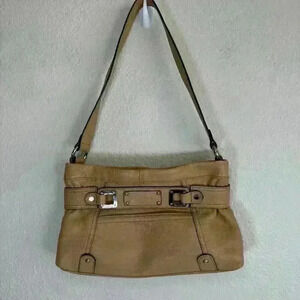 Tignanello Shoulder Bag Purse Handbag Genuine Leather Tan Brown